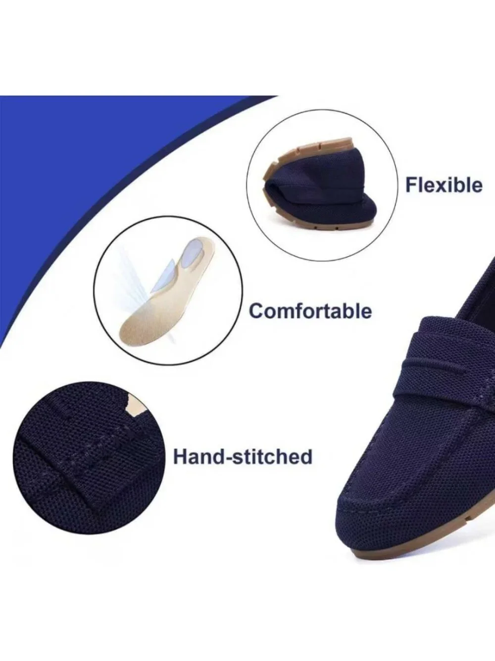 Women Navy Blue Mesh Comfortable Slip on Dressy Casual Walking Loafer Flat Shoes